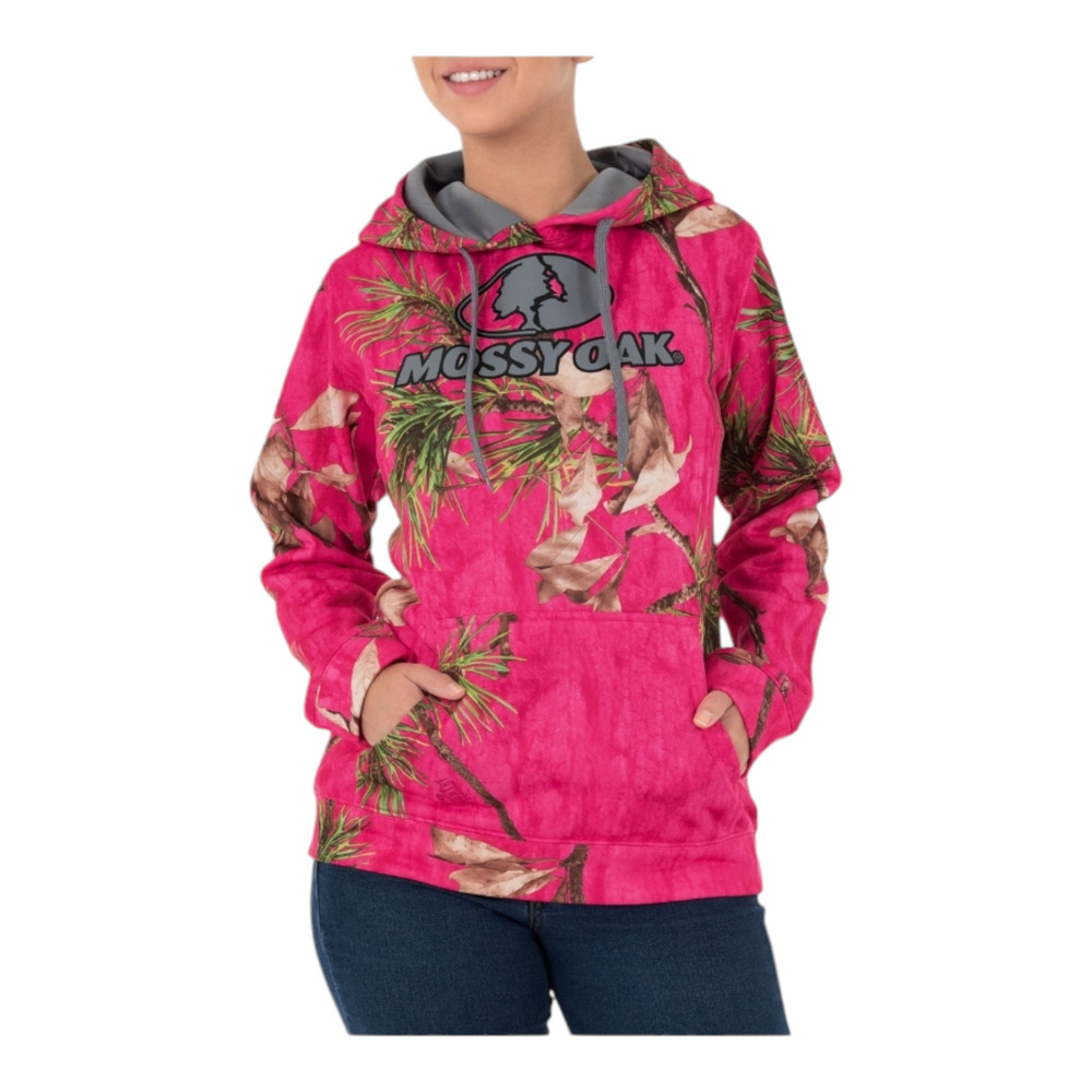 Mossy Oak Hoodie Jacket Women Sz M 8-10  Realtree HOT PINK Pullover Fleece